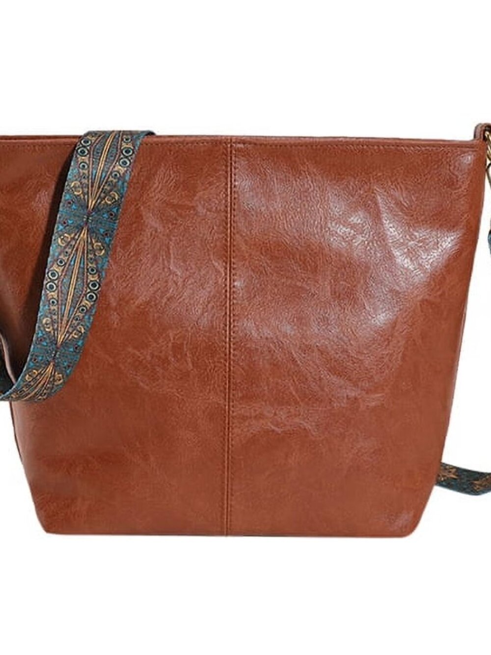 Wehilion Geometric Strap Hobo Bag | Retro Faux Leather Crossbody Tote | Brown